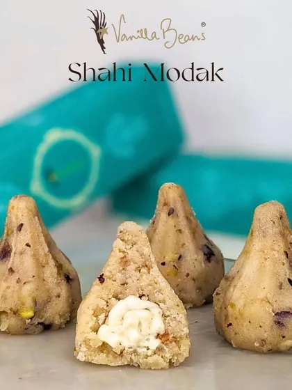 The Shahi Modak is a truly royal treat, filled with a rich mixture of nuts and mawa for a classic, indulgent flavor.