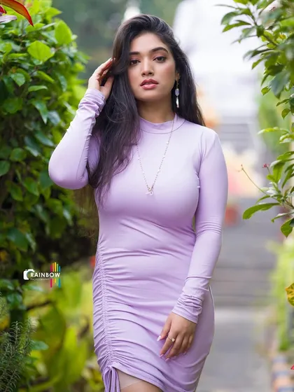A different take from the same outdoor shoot with Priyanka Thimmesh, this time in a garden setting, which creates a softer, more natural mood.