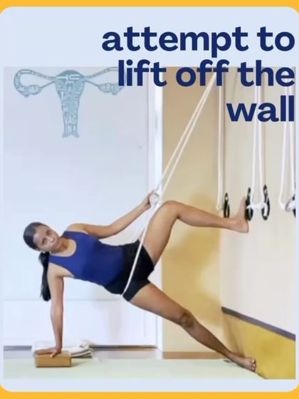 This is another interpretation of Virabhadrasana II, this time using ropes to prepare for the arm balance Vasisthasana. The rope supports the leg, allowing the student to focus on lifting the hips and strengthening the supporting arm.