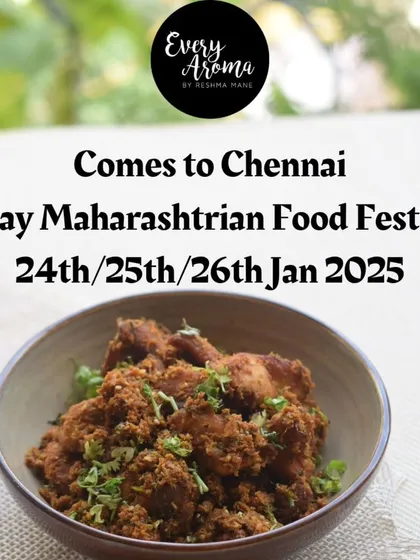 Announcing my 3-day Maharashtrian Food Festival in Chennai! I collaborated with a local culinary star to bring the bold flavours of Kolhapur, Malvan, and Saoji to the city.