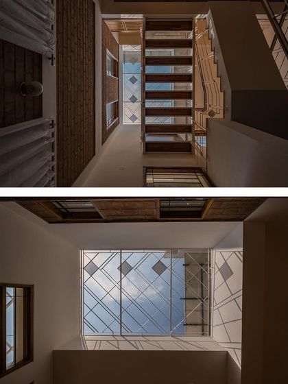 A collection of images that further explore our fascination with light. These photos capture how skylights, courtyards, and jaali walls fill our buildings with dynamic patterns of light and shadow.