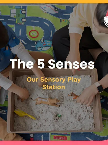 The 5 Senses sensory play station, a fantastic area for toddlers and young kids to explore different textures and materials.