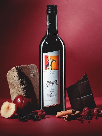 Our flagship Art Collection Shiraz is bursting with luscious red fruit, sweet spices, and hints of pepper. It is the perfect, festive red wine for any celebration.