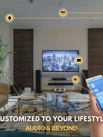 True luxury is effortless control. This graphic illustrates how we integrate your entire home environment, from lighting and audio to your television and blinds, into a single, intuitive interface on your smartphone, customized completely to your lifestyle.