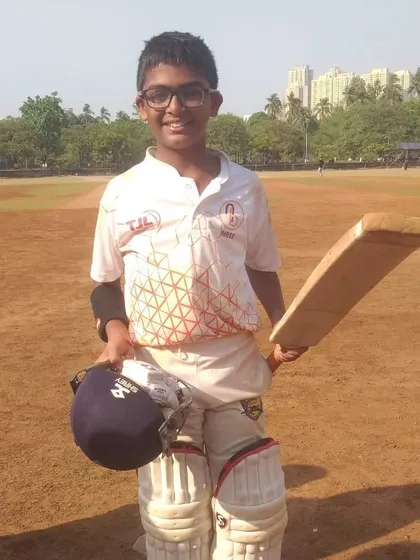 A proud Parth Rane after his match-winning half-century. He is a player with a bright future ahead of him.