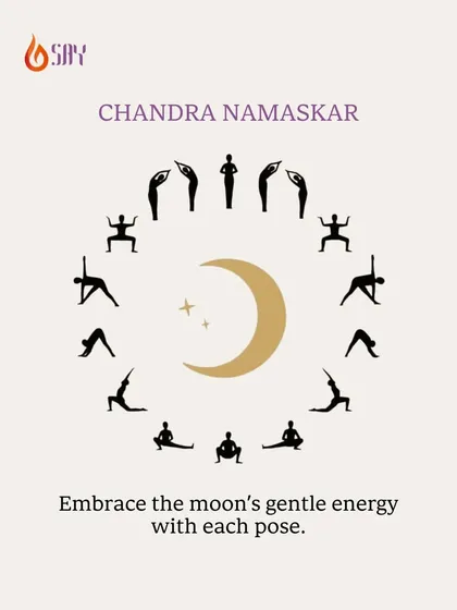 Embrace the moon's gentle energy with Chandra Namaskar (Moon Salutation). This calming flow is perfect for winding down and finding inner peace.
