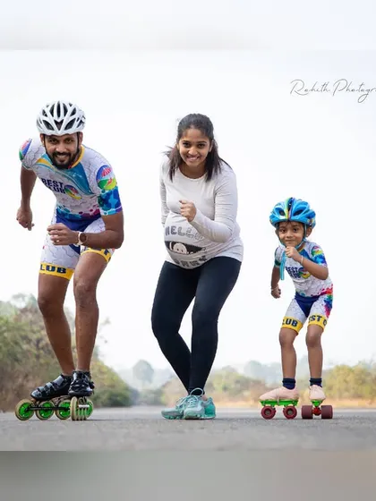 Skating is more than a sport for us; it's our life. Here we are as a family, my wife, my daughter, and I, sharing our love for skating as we get ready to welcome a new member to our team.