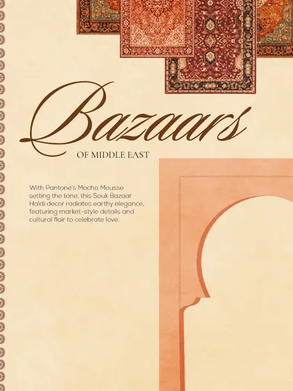The original concept board for the 'Bazaars of Middle East' theme, showing how we use mood boards to define the color palette and key elements of the decor.