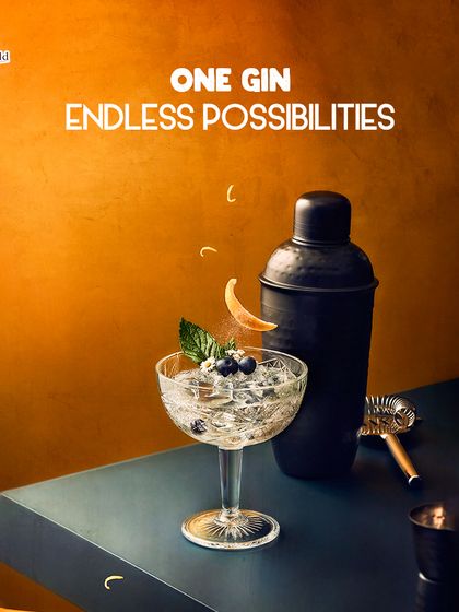 One gin, endless possibilities. This image of a gin cocktail being prepared highlights the creative potential and versatility of a single spirit in the hands of our expert mixologists.