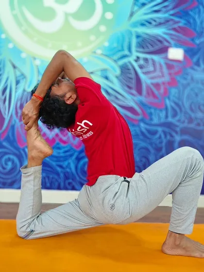 A deep and graceful expression of One-Legged King Pigeon Pose, highlighting an open heart and flexible spine.