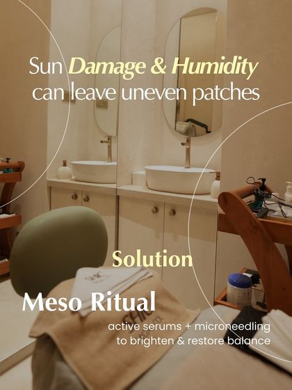 Sun damage and humidity can leave uneven patches on the skin. Our Meso Ritual is the ideal solution, using active serums and microneedling to brighten and restore balance.