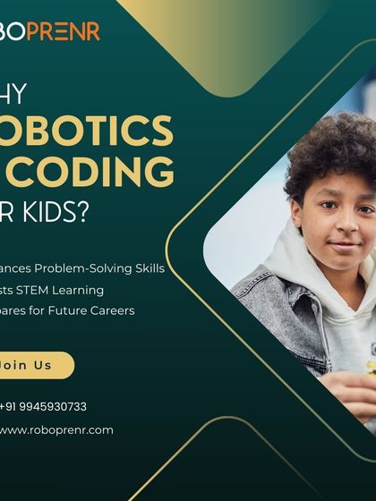 Why robotics and coding for kids? This graphic summarizes the key benefits: it enhances problem-solving skills, boosts STEM learning, and prepares them for future careers.