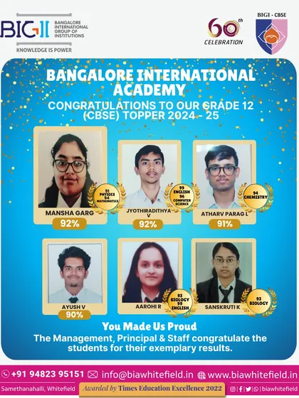 We celebrate the academic achievements of our students. We are incredibly proud of our Grade 12 CBSE toppers, whose dedication and hard work have resulted in exemplary scores, setting a high standard for their peers.
