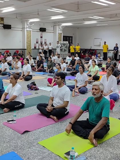 Another angle of our community in meditation. We welcome people of all ages and backgrounds to join us, creating a diverse and inclusive tribe of practitioners.