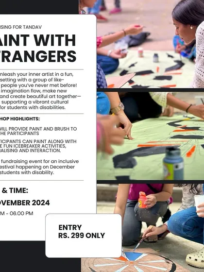 Our "Paint with Strangers" event is a fundraiser for the Tandav festival. It's a relaxed setting to unleash your inner artist, meet new people, and support a great cause all at once.