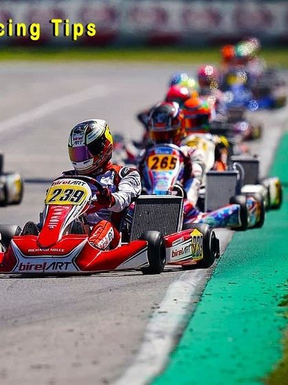 A train of karts demonstrates the importance of the racing line. Our coaching focuses on techniques like going wide on entry to carry maximum speed through corners.