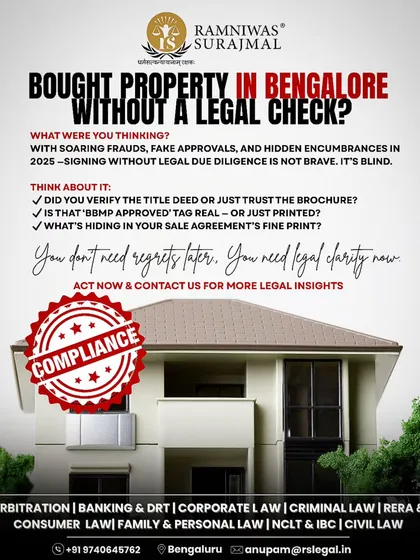 Did you buy property in Bangalore without a legal check? With soaring fraud and fake approvals, signing without due diligence is not brave, it is blind. We provide the legal clarity you need now to avoid regrets later.