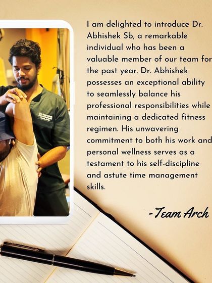 Introducing Dr. Abhishek Sb, a valuable team member who seamlessly balances his professional duties with a dedicated fitness regimen. He specializes in advanced physiotherapy techniques.