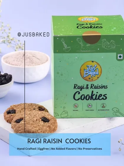Another shot of our hand-crafted Ragi Raisin Cookies, a perfect example of pure, simple deliciousness.