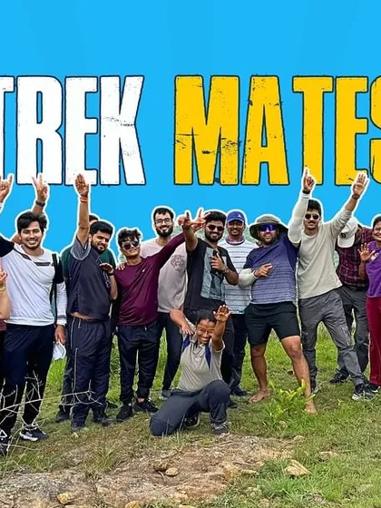 A "Trek Mates" graphic featuring a group celebrating at the summit. This highlights the sense of shared achievement and fun.