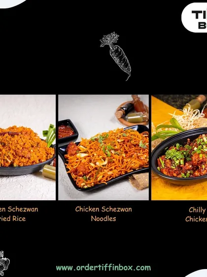 If you love spicy Chinese food, you'll love these. We offer Chicken Schezwan Fried Rice, Chicken Schezwan Noodles, and the fiery Chilly Chicken.