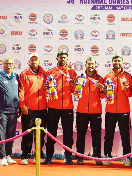 The full Team Maharashtra squad at the National Games prize ceremony. Representing the state is a significant achievement.