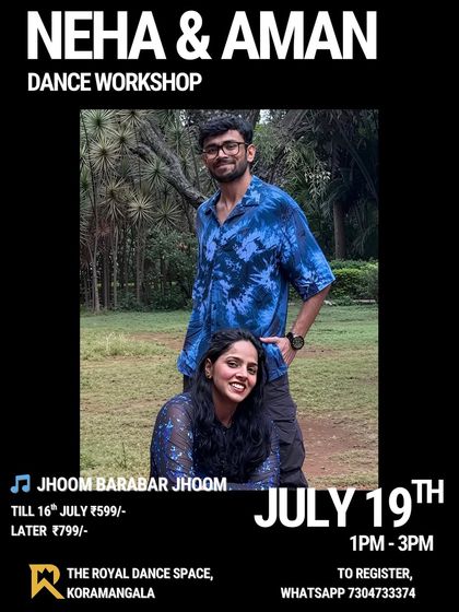 Another look at the announcement for Neha and Aman's energetic freestyle dance session.