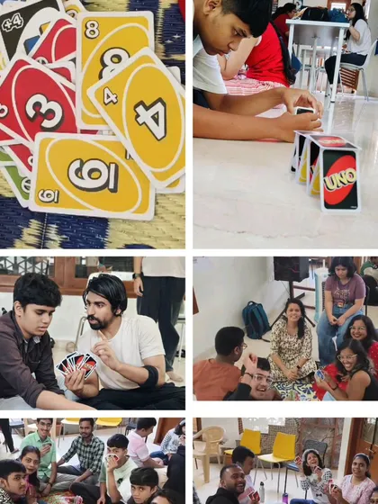 UNO is a universal language of fun! We use simple games like this to break the ice and build connections between volunteers and students.