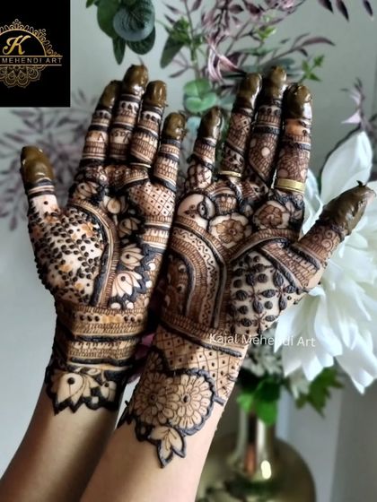 A full view of the front and back designs for a wedding guest. The patterns are coordinated to create a complete and beautiful look.