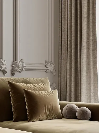 A close-up 3D render of the sofa, highlighting the texture of the fabric and the arrangement of the cushions. This level of detail ensures the final product is perfect.