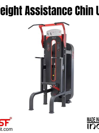 A side profile of the Elite Series Weight Assistance Chin-Up machine, highlighting its robust frame and ergonomic design.