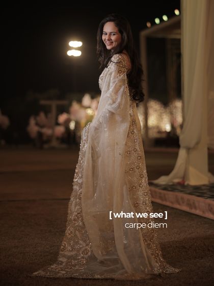 Carpe Diem. The bride, Prakriti, fully embracing her moment in a stunning, elegant saree that felt like it was always meant to be.