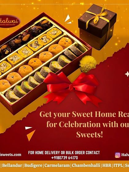 Get your sweet home ready for celebration with our sweets. This assorted gift box, tied with a festive red ribbon, is filled with a variety of pedas, barfis, and dry fruit sweets.