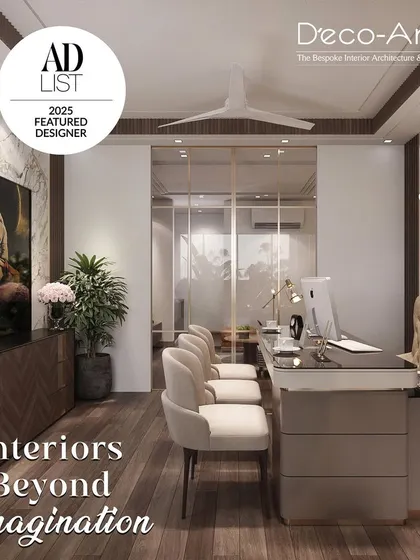We create interiors that go beyond imagination. This executive office blends opulent marble walls with warm wood floors and plush, neutral furnishings, creating a sanctuary of calm and focused productivity.
