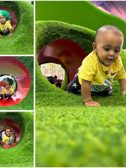 Fun does not come in sizes. Even our littlest visitors can enjoy the soft, grassy hills and tunnels, perfect for crawling and exploring.
