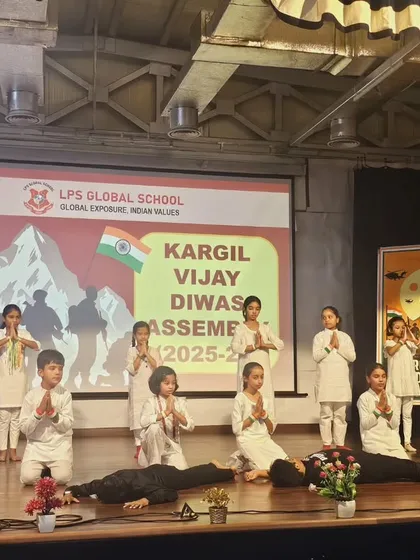 A solemn moment from our Kargil Vijay Diwas tribute, where students reflect on the values of duty, honor, and service.