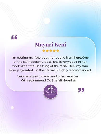 I am so pleased to read that this patient is happy with her facial treatments and feels her skin is more hydrated. My staff and I work together to ensure every patient has a positive and effective experience.