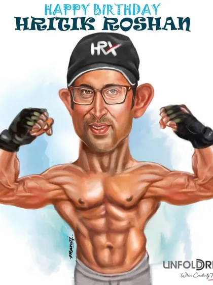 A birthday caricature for the 'Greek God' of Bollywood, Hrithik Roshan.