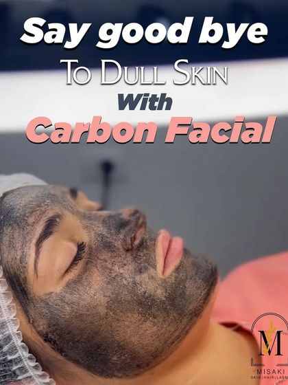 Say goodbye to dull skin with a Carbon Facial. This image shows the application of the carbon mask before the laser step, which reveals a radiant glow.