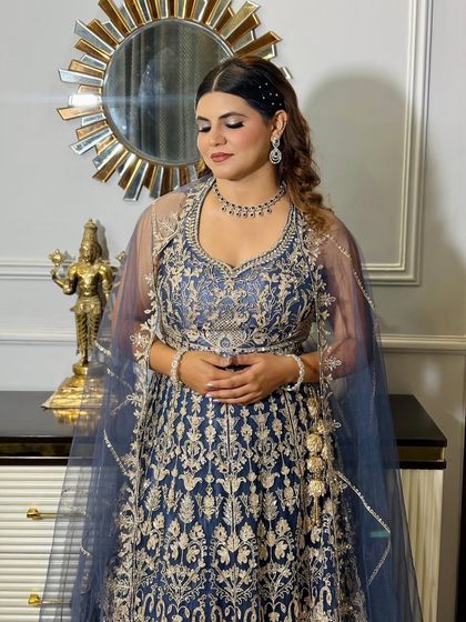 A beautiful portrait of the client, ready for her event. The makeup enhances her features, creating a polished and sophisticated look.