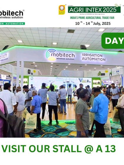 A wide view of the bustling crowd at our well-lit and modern stall at Agri Intex 2025.