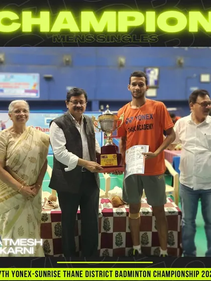 Pratmesh Kulkarni, our Men's Singles champion at the 37th Yonex-Sunrise Thane District Badminton Championship.