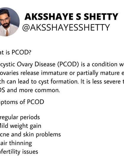 PCOD (Polycystic Ovary Disease) is a condition where the ovaries release immature eggs, which can lead to cyst formation. It is generally less severe than PCOS, with symptoms like irregular periods and mild weight gain.