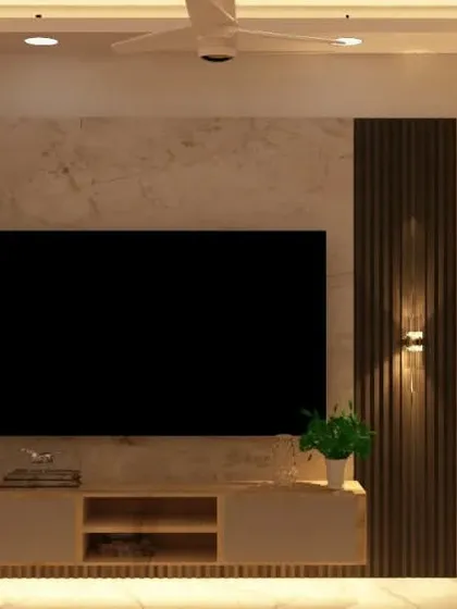 A 3D render of a living room TV unit.