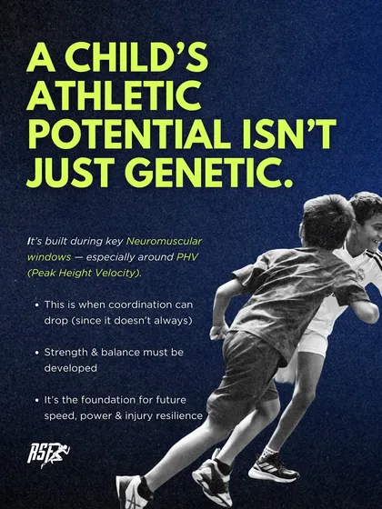 An athlete's potential is not just genetic; it's developed. We specialize in training youth athletes through critical growth phases, like Peak Height Velocity. Our programs focus on building a strong foundation of coordination, balance, and strength to reduce injury risk and unlock long-term athletic success.