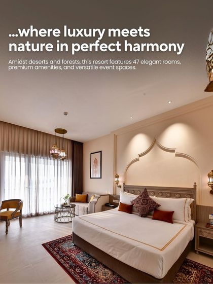 The bedroom suites at The Fern Sattva Resort in the Little Rann of Kutch were designed to be a harmonious blend of luxury and nature. We used traditional motifs and a warm, earthy palette to create a restful environment that reflects the unique character of the region.