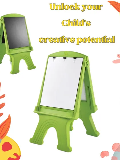 This art easel provides a dedicated space to unlock your child's creative potential. It's sturdy, foldable for easy storage, and ideal for improving fine motor skills through drawing and painting.