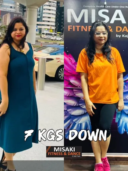7 kgs down and looking fabulous! This transformation is a great example of what consistent effort in our dance and fitness classes can achieve.