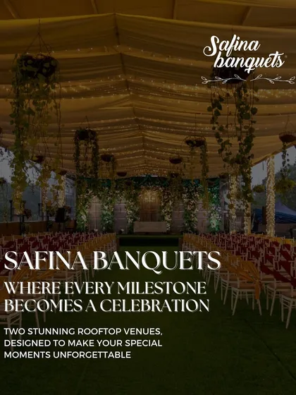 Safina Banquets is where every milestone becomes a celebration, thanks to our two stunning rooftop venues.