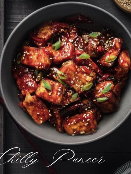 Our Chilli Paneer is a vegetarian delight bursting with flavor. Crispy fried paneer cubes are tossed in a fiery and tangy chili sauce with onions and peppers.